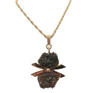 Vintage 1970s Signed Jomaz Joseph Mazer "Rough" Rhinestone Pendant Necklace